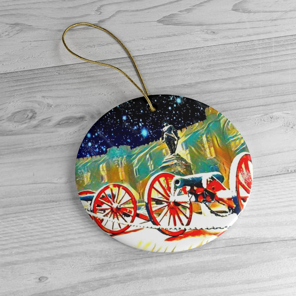 Snowy Stonewall Ceramic Christmas Ornament