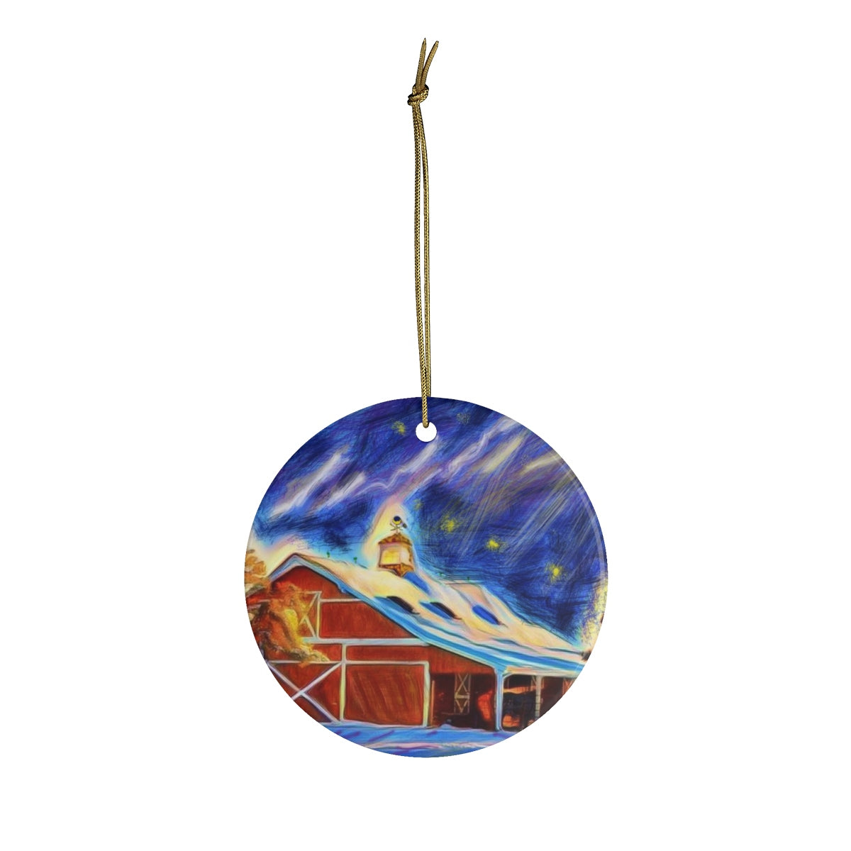 Colorado Christmas Barn Ceramic Christmas Ornaments