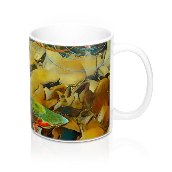 Trout eyeballing a Fly Coffee Mugs