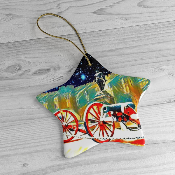 Snowy Stonewall Ceramic Christmas Ornament