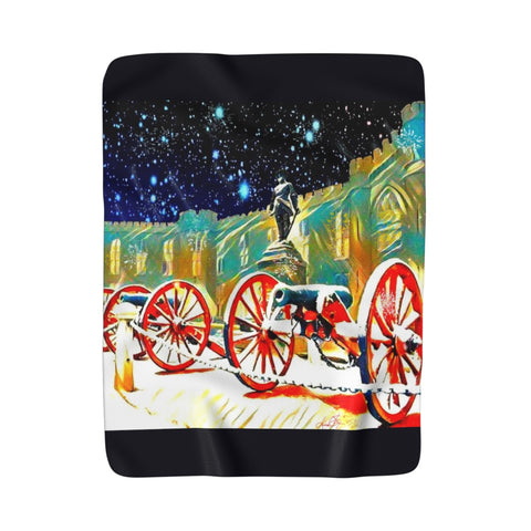 Snowy Stonewall Sherpa Fleece Blanket